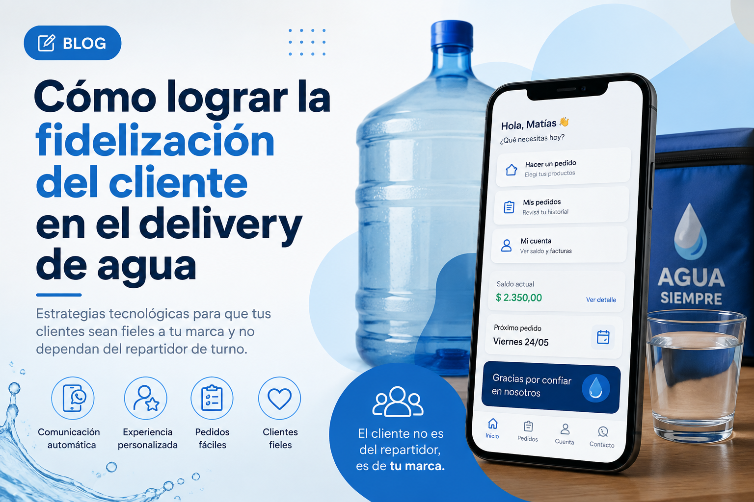 Cliente satisfecho recibiendo su pedido de bidones de agua a domicilio